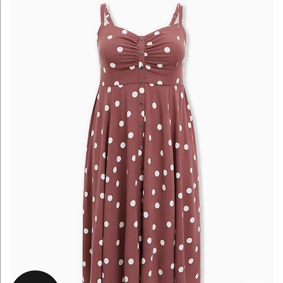 Torrid Walnut polka dot challis midi dress. Size 2. - Picture 13 of 14